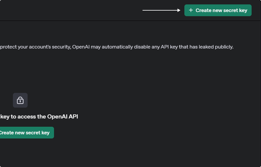 Create API Key Button